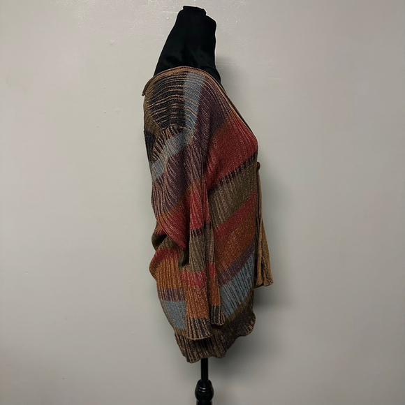 Coldwater Creek womens Multicolor Striped Cardigan medium boho ribbed, button - Picture 3 of 12